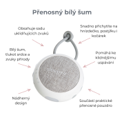 Přenosný bílý šum se zvuky deště, přírody a tlukotu srdce Sleepee