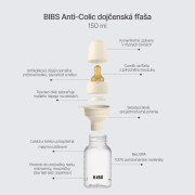 Set antikolikových kojeneských lahví s kaučukovou savičkou Bibs