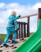 Softshellová bunda dětská Medvědi tyrkysová Wamu