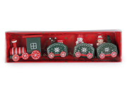 Dřevěný vláček k vánočnímu aranžování zelený