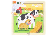 Dřevěné puzzle 9 dílků Viga - kravičky