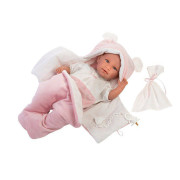 Obleček pro panenku miminko New Born velikosti 40-42 cm Llorens 2dílný růžový
