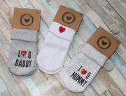 Sada 3 ks -ponožky I love bílé/šedé