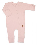 Rostoucí žebrovaný overálek, čepička a botičky Nature - růžová Baby Nellys