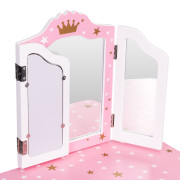 Velká dětská toaletka pro holčičky s trojitým zrcadlem, stoličkou a zásuvkou