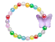 Dětský náramek s barevnými perličkami a s motýlem