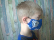 Látková respirační rouška - maska pro děti 7 - 12 let s kapsičkou modrá koala