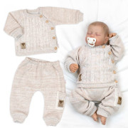 Rostoucí pletený svetřík a kalhoty s kapsou Hand Made Nature béžový Baby Nellys