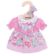 Růžové květinové šaty pro panenku Bigjigs Toys