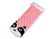 Dětské ponožky zimní s protiskluzem zvířátka sv. růžová