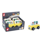 Dřevěné auto na tlačení Cross roads Janod Dodávka žluté