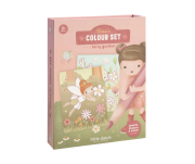 Omalovánky s pastelkami a samolepkami Rosa Fairy Garden Little Dutch