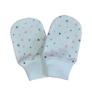 Rukavice bavlna potisk jemný puntík růžový