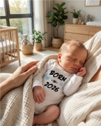 Dětské body s potiskem New Baby Born in 2026 blue Vel. 80