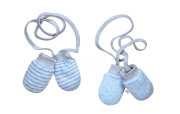 Rukavičky pro novorozence se šňůrkou a úpletem Modré Baby Service