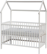 Dětská postýlka domeček Rika s vyndavacími příčkami borovice bílá 120 x 60 cm Scarlett 