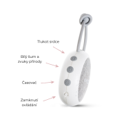 Přenosný bílý šum se zvuky deště, přírody a tlukotu srdce Sleepee