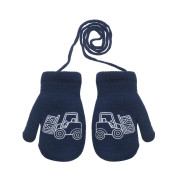 Zimní palcové pletené rukavičky se šňůrkou pro kluky 2 -3 roky