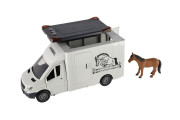 Auto přepravník zvířat 28 cm s koněm na setrvačník se světlem se zvukem