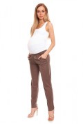 Těhotenské kalhoty s pružným, vysokým pásem Cappucino