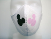 Látková respirační rouška - pro děti 3 - 6 let jednovrstvá Mickey růžový a černý