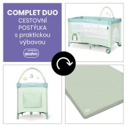 Complet duo cestovní postýlka s druhým dnem a hrazdičkou Asalvo