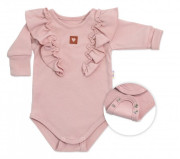 Rostoucí body Nature s dlouhým rukávem a volánky starorůžové Baby Nellys