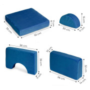 Kreativní dětská pohovka z měkkých polštářů – skládací modulární set 8 dílů - tm. modrá