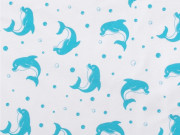 Letní bio spací pytel s nohavicemi delfínci aqua Kaarsgaren