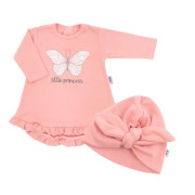 Kojenecké šatičky s čepičkou-turban New Baby Little Princess růžové