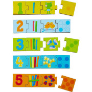 Dřevěné puzzle na učení Čísla do 5, 20 ks Haba