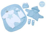 Obleček pro panenku miminko New Born velikosti 40-42 cm Llorens 4dílny modrý