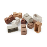 Pile Silikonové stavební kostky Brown Color mix Nuuroo