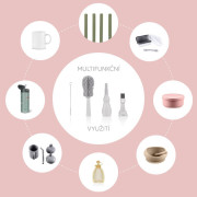 Silikonový kartáč na dětskou lahev 3 v 1 Light Grey Zopa