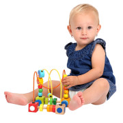 Labyrint s korálky dřevěný 16 cm