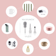 Silikonový kartáč na dětskou lahev 3 v 1 Light Grey Zopa