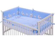 Dětská postýlka Toro bílá s kompletní modrou výbavou 120 x 60 cm Scarlett