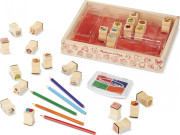 Dřevěná sada razítek s pastelkami 32 ks Melissa & Doug