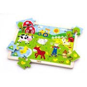 Dřevěné puzzle 24 dílků - farma POUŽITÉ