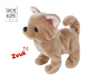 Pes plyšový 21 cm hnědý na baterie štěkající a vrtící ocasem Take Me Home