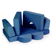 Kreativní dětská pohovka z měkkých polštářů – skládací modulární set 8 dílů - tm. modrá