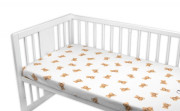 Bavlněné prostěradlo do postýlky 120 x 60 cm Míša, bílé s potiskem Baby Nellys