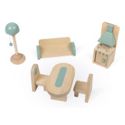 Dřevěný domeček pro panenky s rodinou a nábytkem Janod