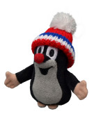 Krtek 10 cm prstový maňásek s kulichem červená-trikolora