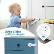 Bezpečnostní zámek (pásek) na skříňky a zásvuky, sada 10 ks textilní-bílá Sipo