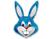 Fóliový balónek hlava zajíc modrý 35"/90 cm 