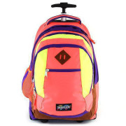 Školní batoh trolley Smash Neonově oranžová lemovaná fialovou