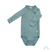 Kojenecké body merino vlna Sage Green s rukavičkami PoPoLiNi