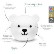 Medvídek Bor - silikonové vícebarevné noční světlo Zazu