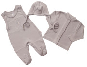 Souprava do porodnice 3 dílná Králíček MKcool Světle šedá